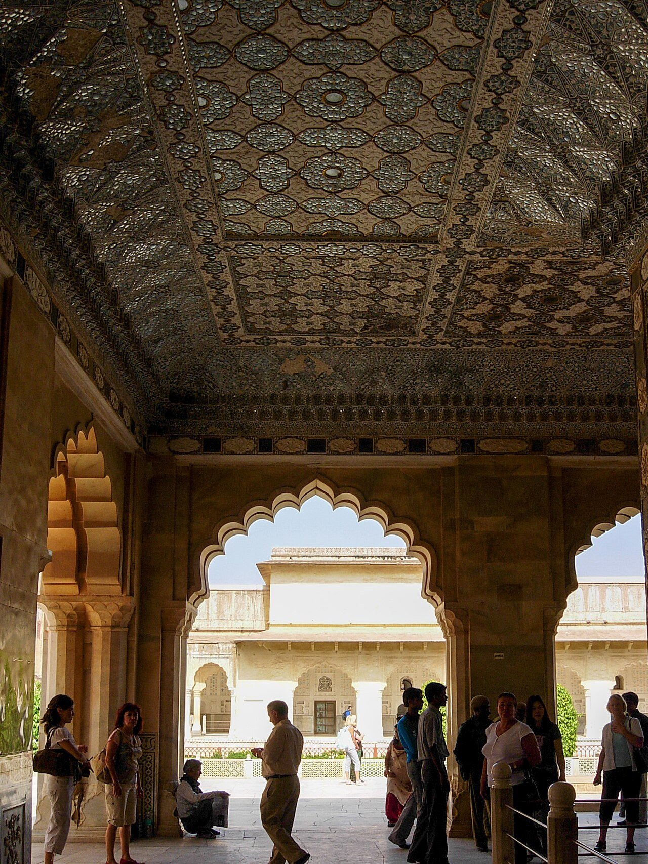 Carved ceiling and arches inside Amer Palace