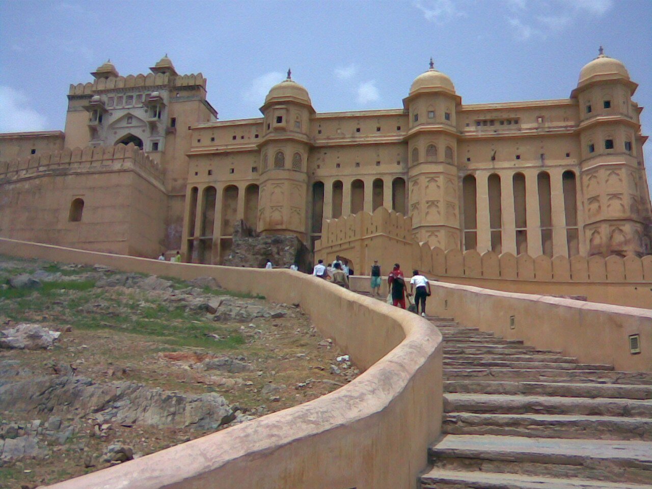 Amer Fort palace buildings above the hillside approach