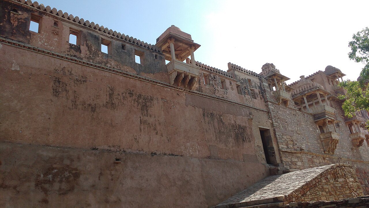 Massive ramparts and bastion of Chittorgarh Fort