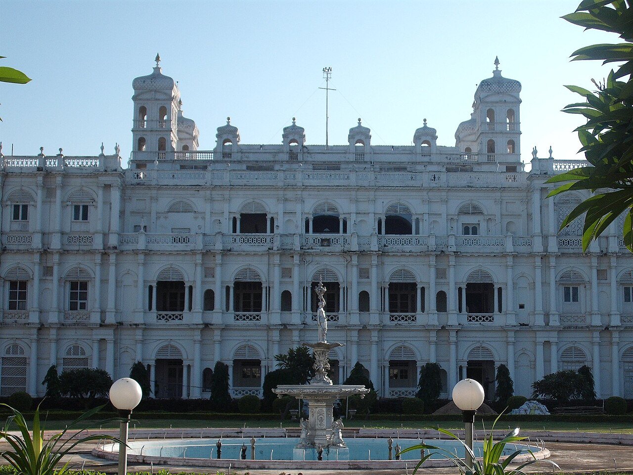 The white façade of Jai Vilas Palace in Gwalior