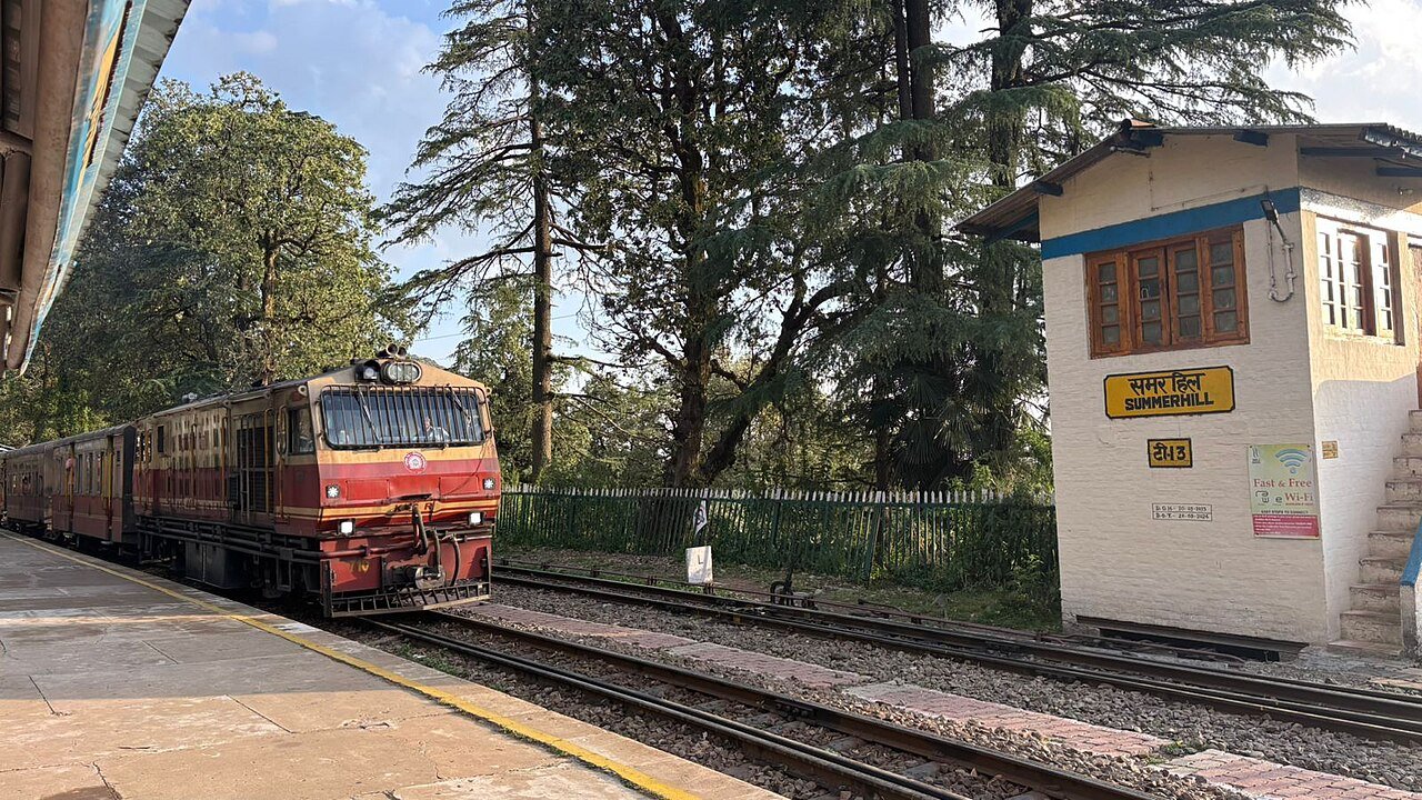 A train at Summer Hill station on the Kalka–Shimla Railway