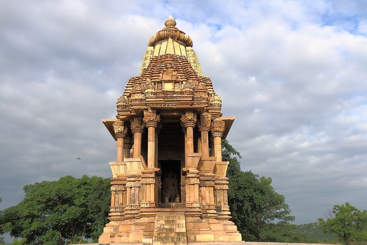 Front view of the Chaturbhuj Temple in the southern group at Khajuraho