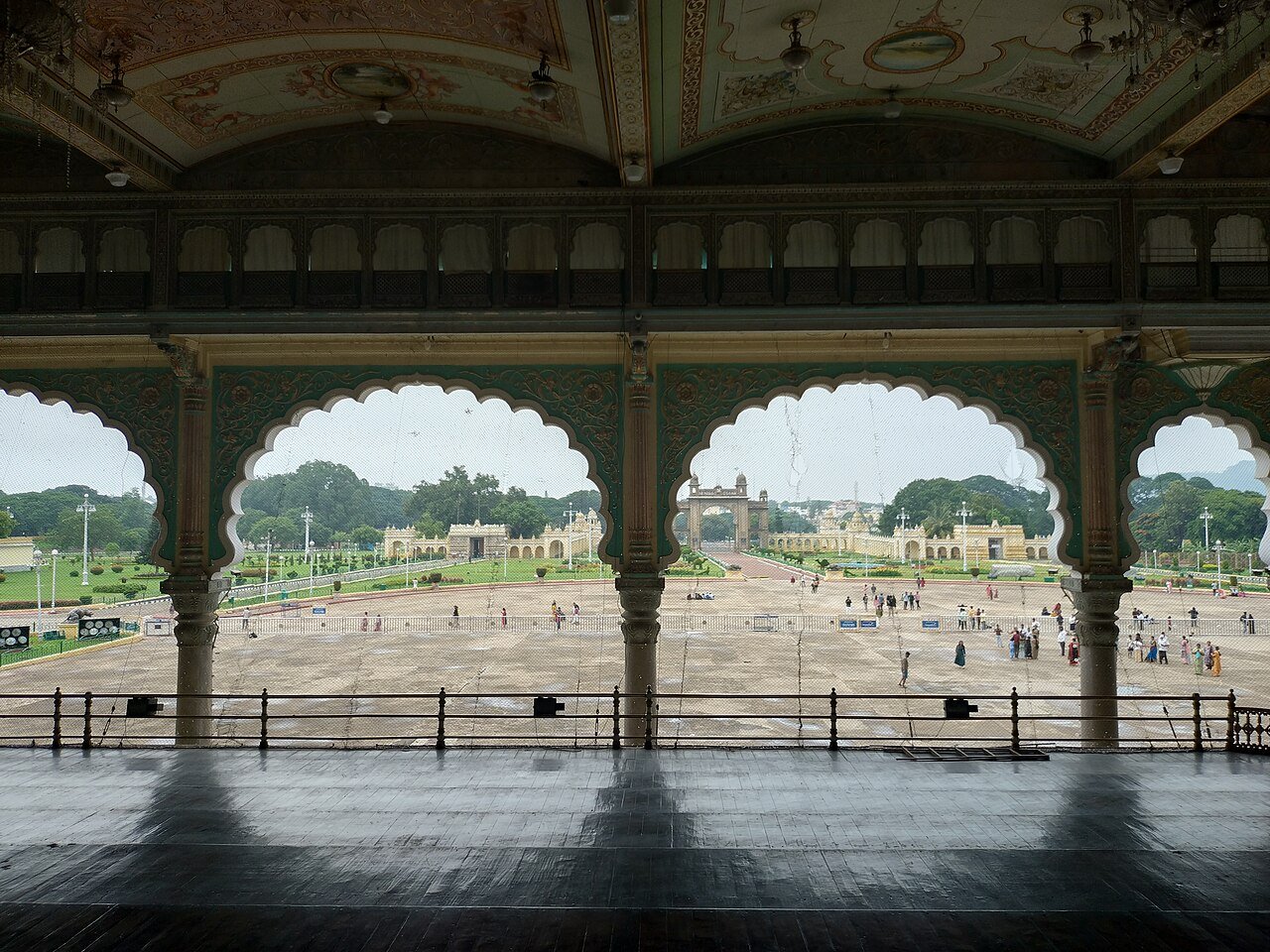 Arched corridor inside Mysore Palace