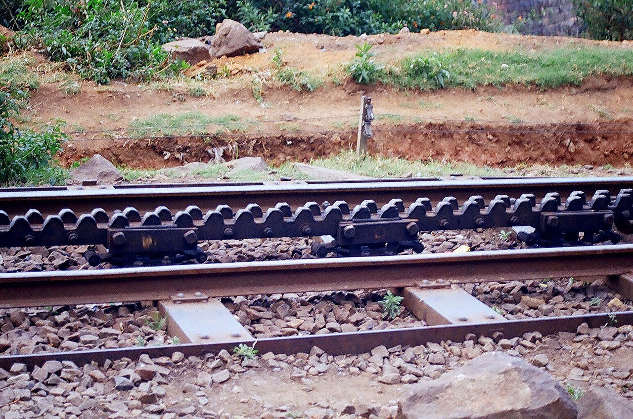 The rack section of the Nilgiri Mountain Railway