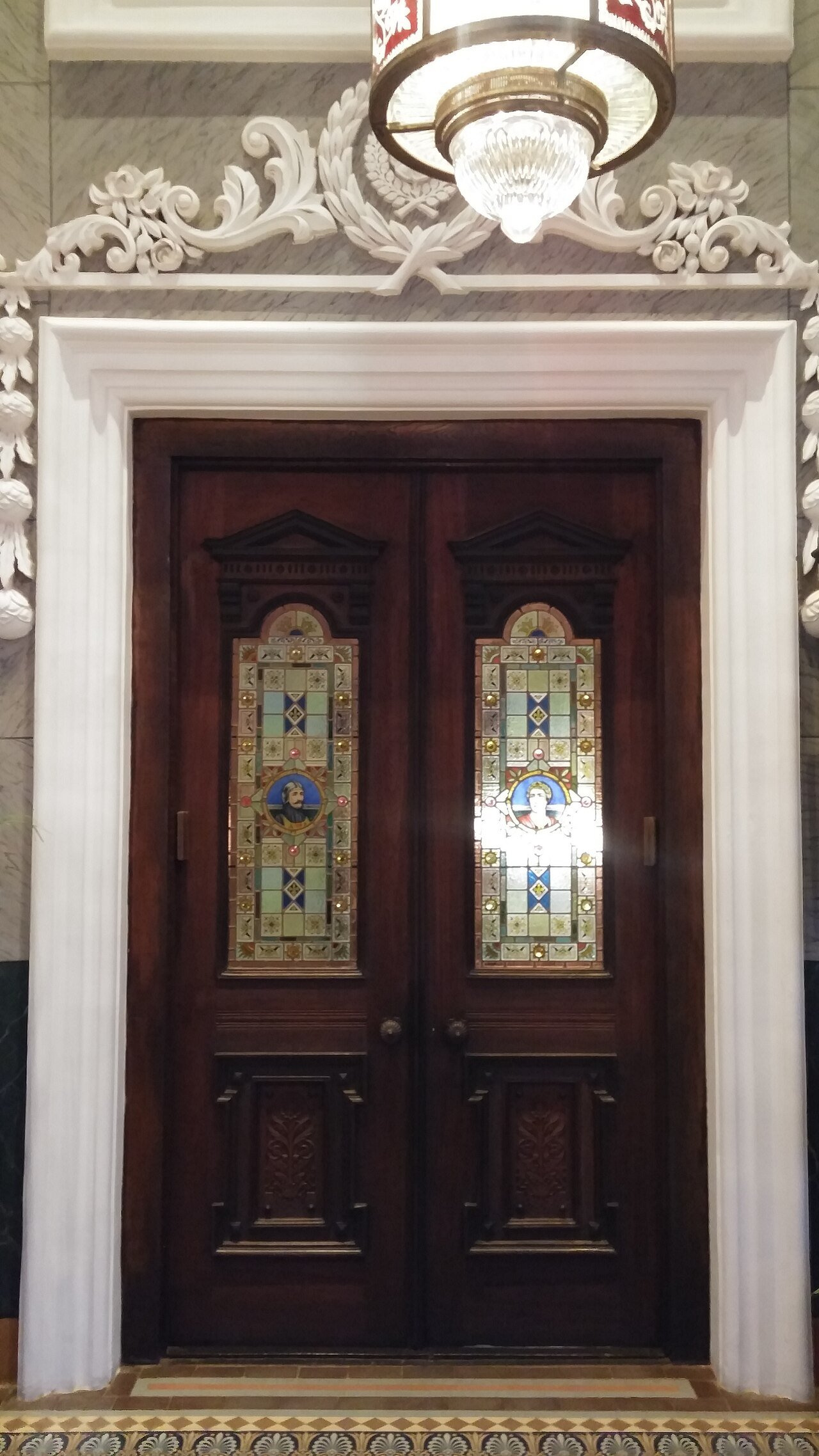 Stained-glass doors at Falaknuma Palace